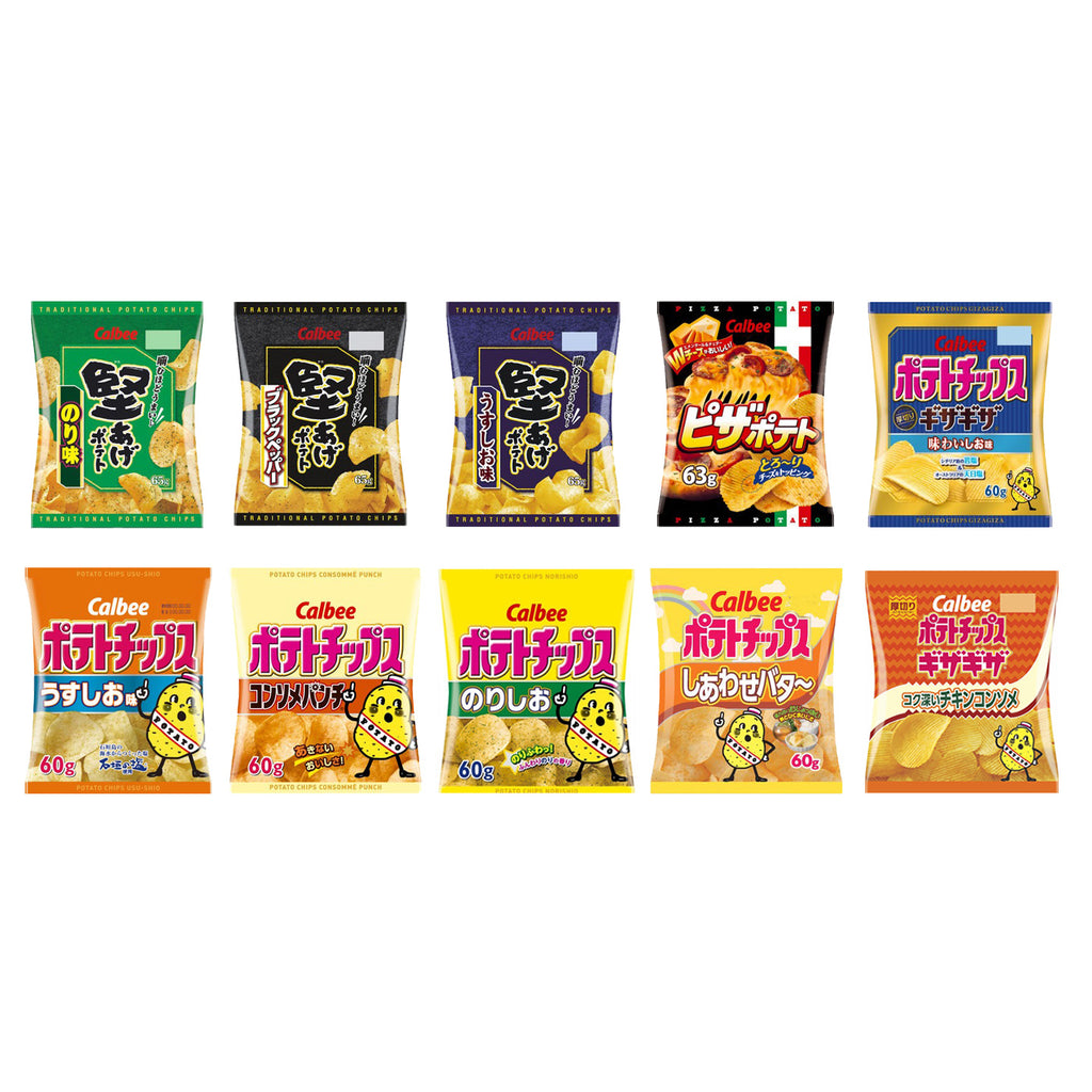 Calbee Various Potato Chips 10 Packs Assortment Set