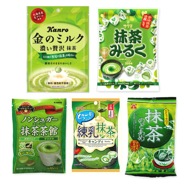 Matcha Flavor 5 Packs Assortment Candies Set