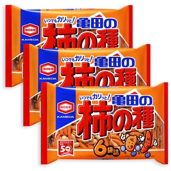 3 Packs Set of Kameda Kakinotane Rice Cracker with Peanuts 6 Packs
