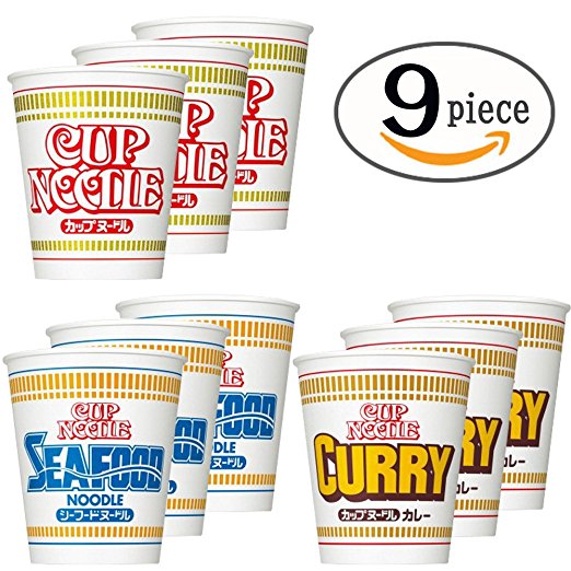 Nissin Cup Noodles 9 Cups Set (soy sourse, seafood taste and curry ：each 3)